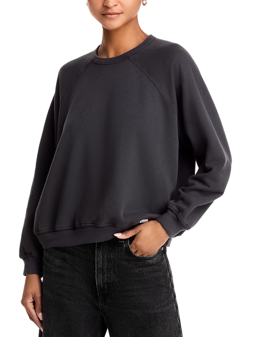 MOTHER The Biggie Message Sweatshirt Faded Black M NWT